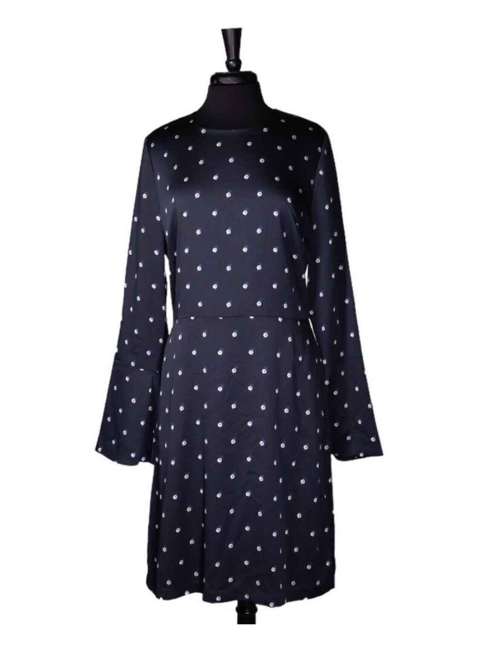 Banana Republic Navy Long-Sleeve Polka Dot Shift Dress